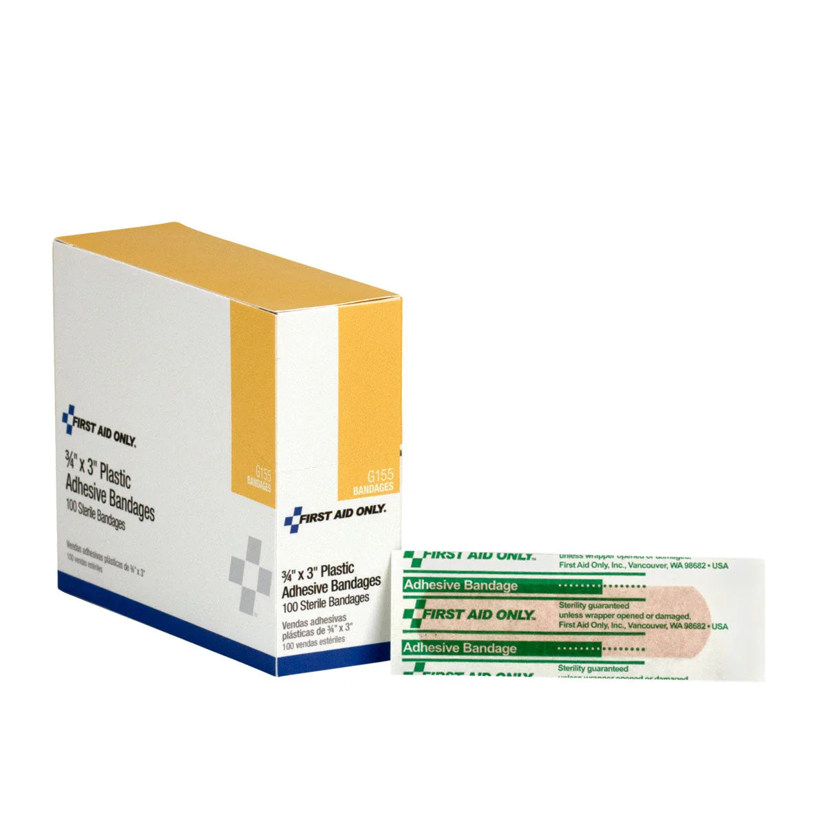 3/4" x 3" Plastic Adhesive Bandages – 100 Count