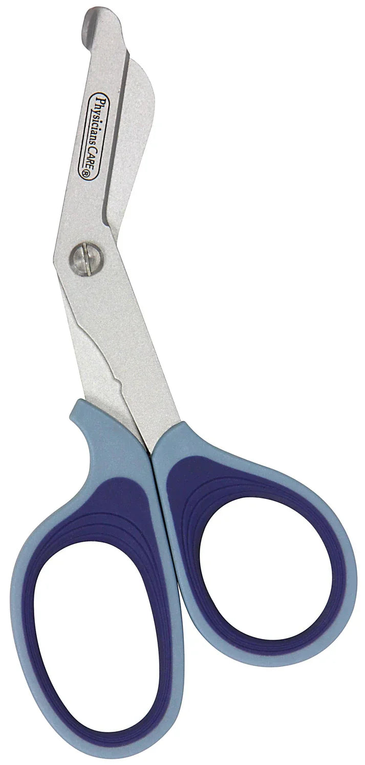 7.5" Non-Stick Titanium-Bonded Bent Bandage Shears, Blue