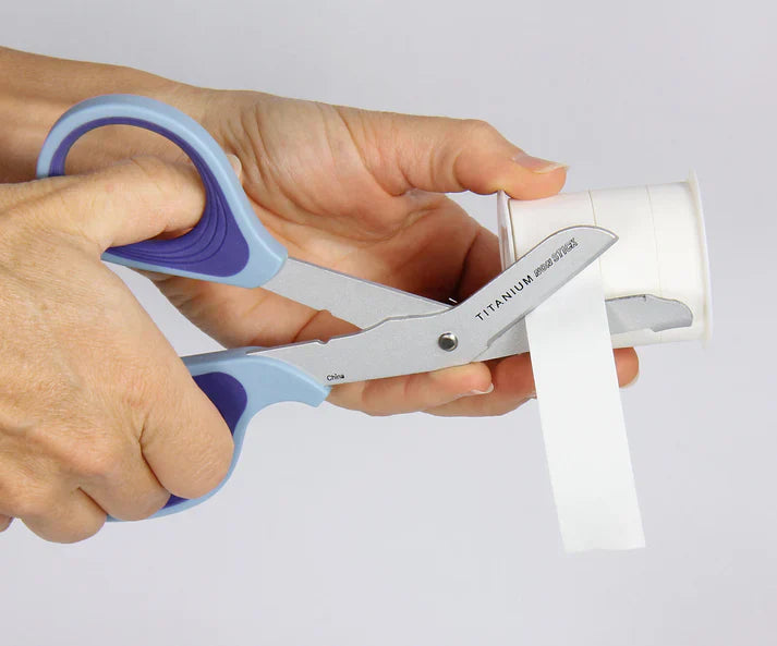 7.5" Non-Stick Titanium-Bonded Bent Bandage Shears, Blue