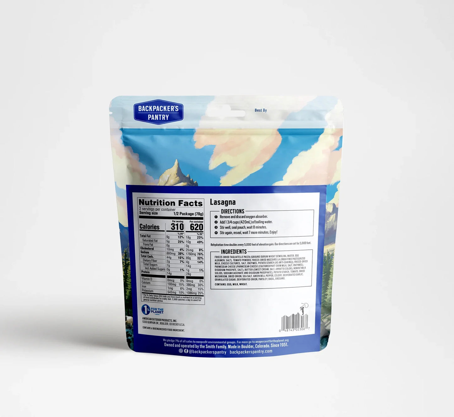 MRE Pouch | Backpackers Pantry | Vegetarian Lasagna