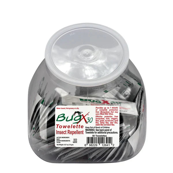 BugX30 Fish Bowl Insect Repellent Wipes, 50 Per Bowl
