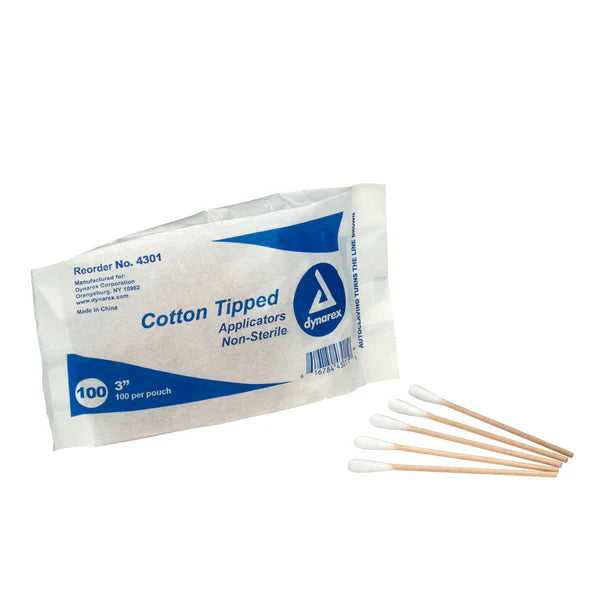 First Aid Only 3" Cotton Tipped Applicators – 100 per Bag