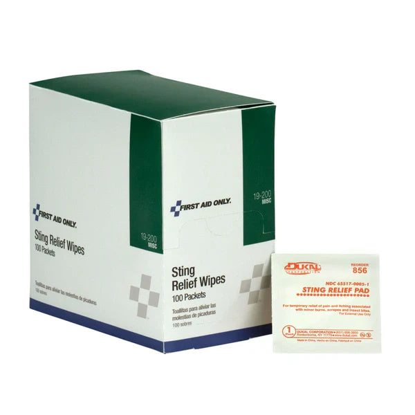 Sting Relief Wipes, 100 Per Box