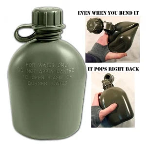 US GI Military Surplus 1 Quart Canteen - Olive Drab, Black and Tan