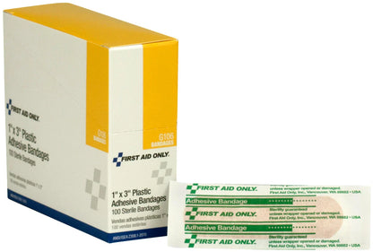 1" x 3" Plastic Adhesive Bandages – 100 Count