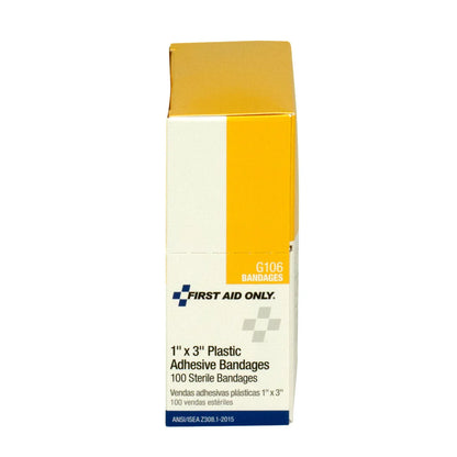 1" x 3" Plastic Adhesive Bandages – 100 Count