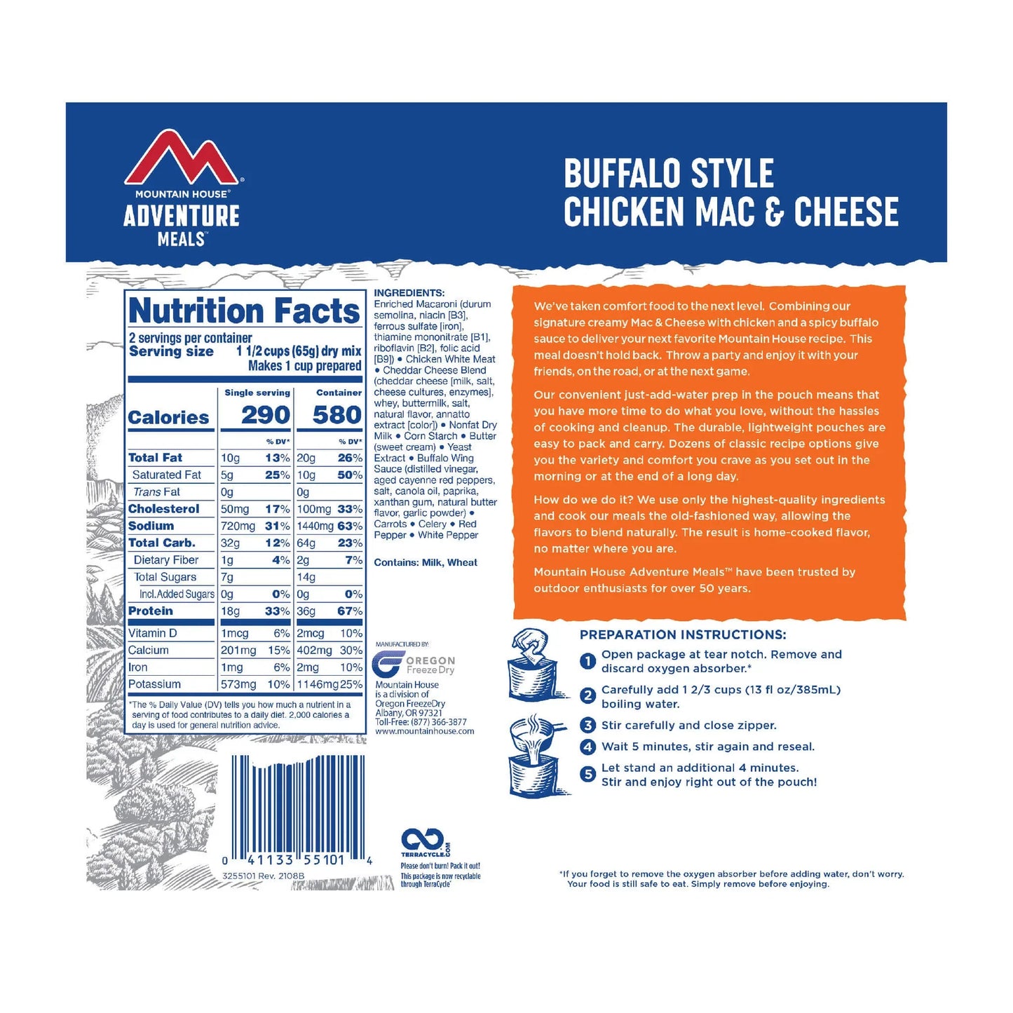 Buffalo Style Chicken Mac & Cheese MRE Pouch | Mountain House
