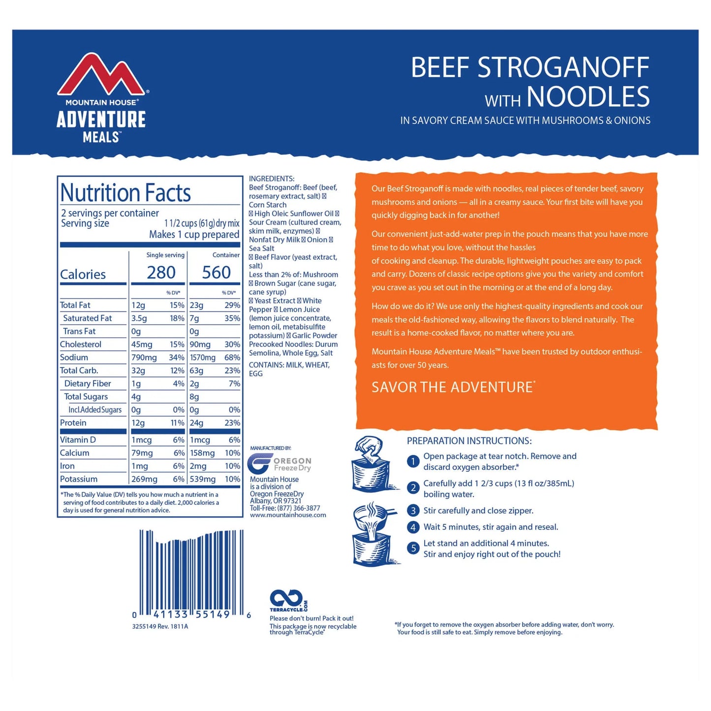 Beef Stroganoff MRE Pouch | Mountain House