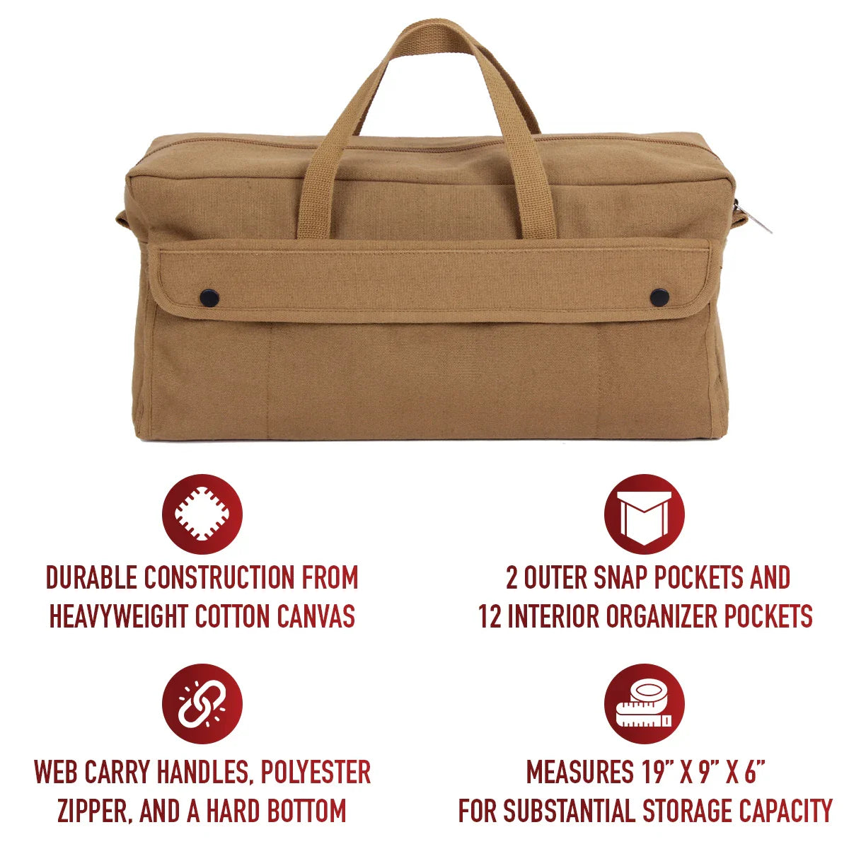 Canvas Jumbo Mechanic Tool Bag – Heavyweight Canvas Tool Organizer