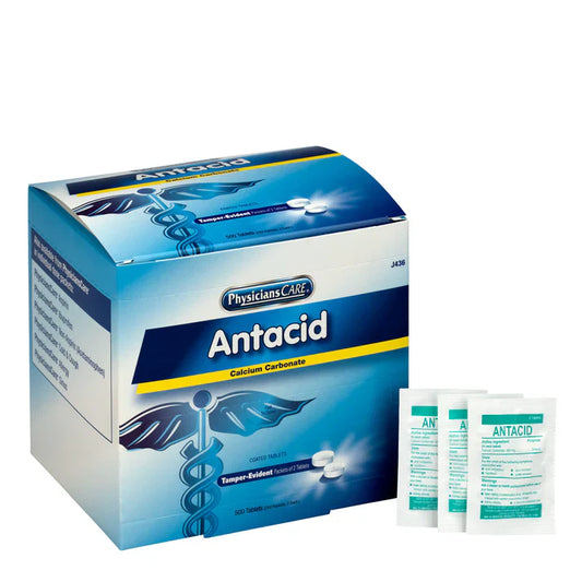 PhysiciansCare Antacid Tablets – 2‑Tablet Packets, 250 Packets per Box