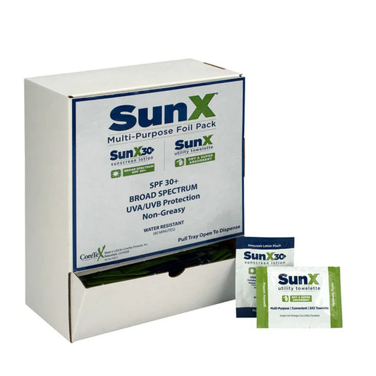 SunX30 Individual Sunscreen Lotion & Wipe Combo Pack - 50ct Box